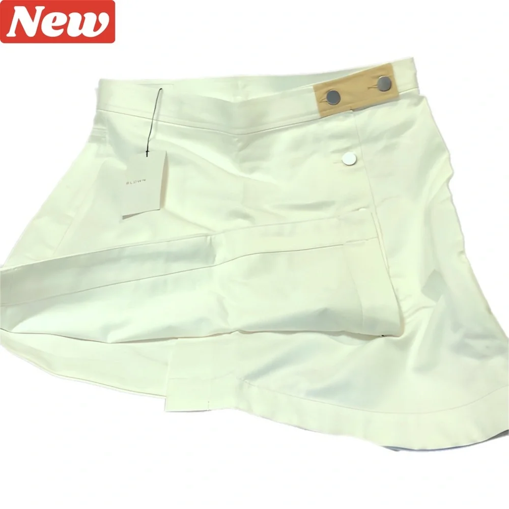 🛑CLEARANCE‼️ 🆕 BLDWN Alexis Asymmetrical Button-Down Skirt White and tan